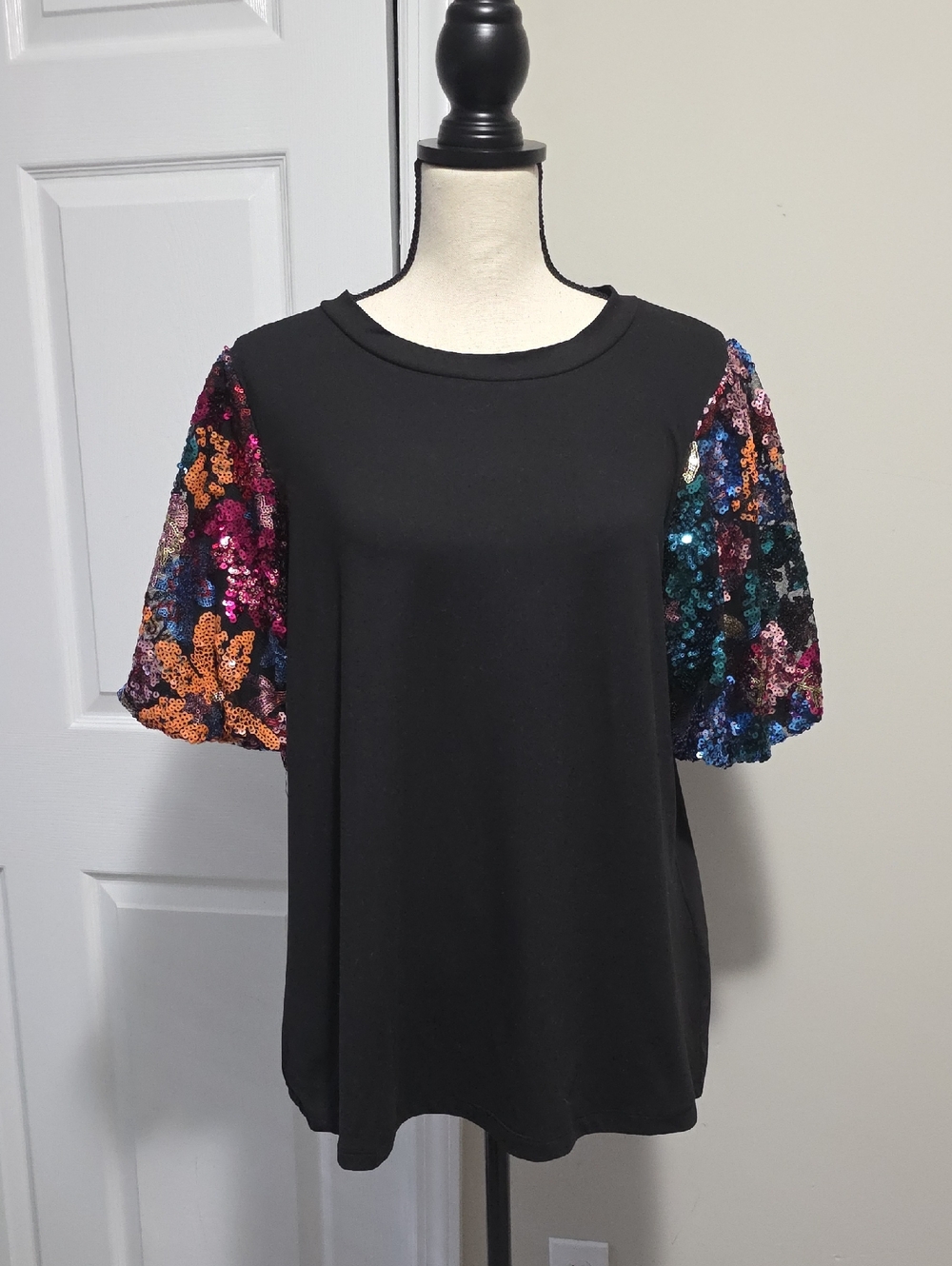 Haptics Sassy Sequin Sleeve Top Shirt Medium Boutique